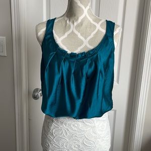 Club Monaco Sleeveless Silk Blouse Teal | Size Large